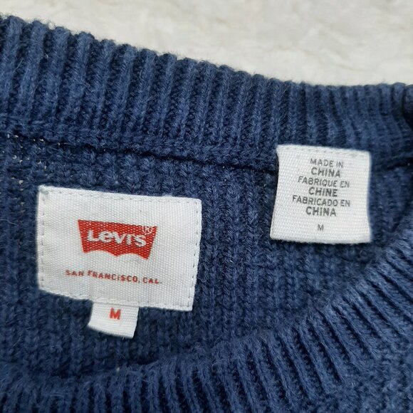 Levi's Men's 100% Cotton Blue Crew Neck Waffle Knit Pullover Sweatshirt Size M - Picture 7 of 9